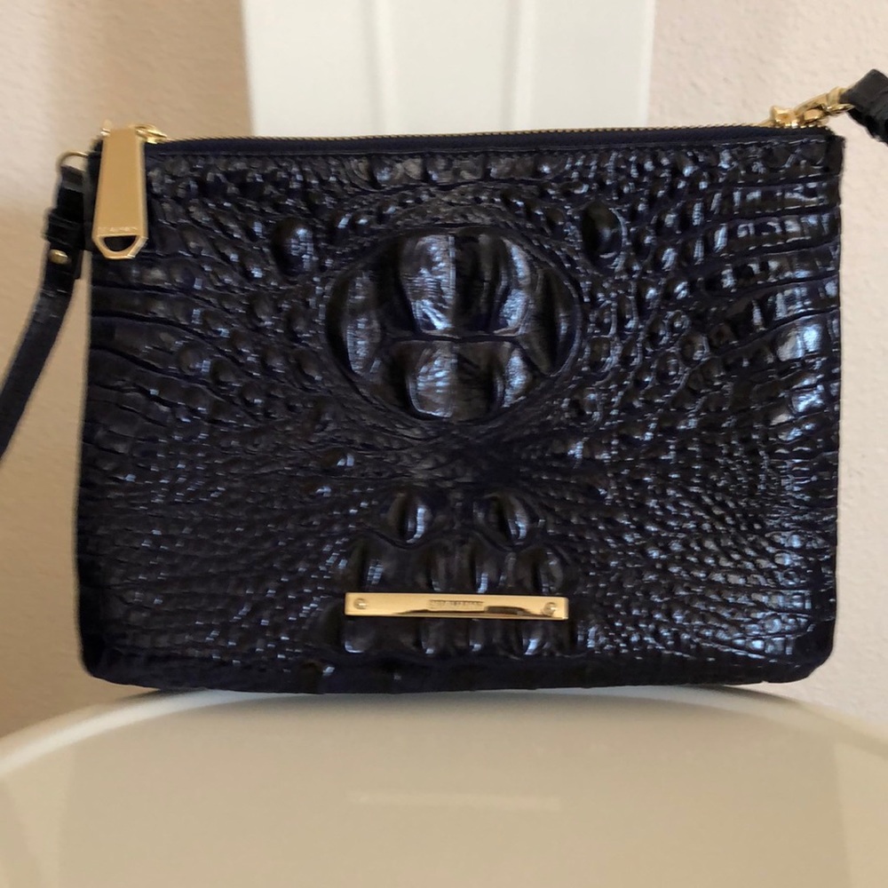 BRAHMIN croc embossed crossbody leather bag.